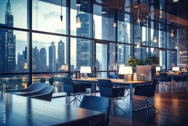 Fototapeta Modern office interior design background. Generative AI
