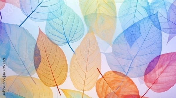Fototapeta Macro of vein leaves transparent background texture, Generative AI