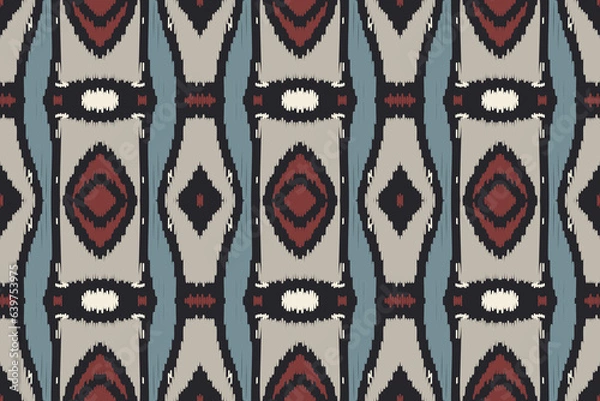 Fototapeta Ikat Seamless Pattern Embroidery Background. Ikat Fabric Geometric Ethnic Oriental Pattern Traditional. Ikat Aztec Style Abstract Design for Print Texture,fabric,saree,sari,carpet.