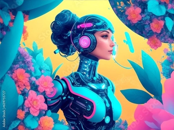 Obraz A futuristic AI-driven personalized wellness plan with an emphasis on the user's health and wellbeing is depicted in vivid detail.