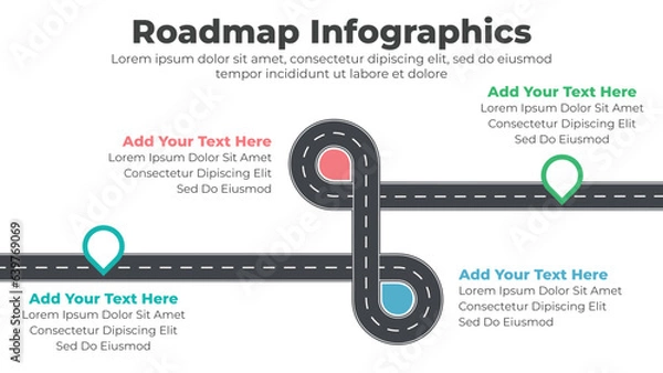 Fototapeta Curve roadmap infographics for presentation template