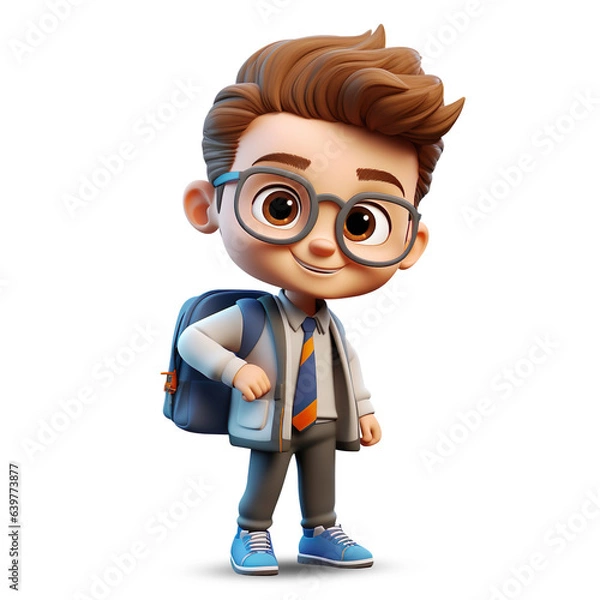 Obraz 3d cute student character