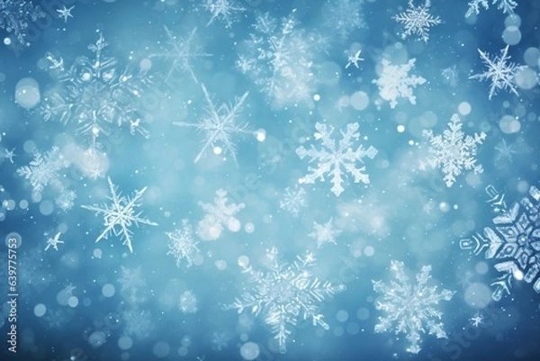 Fototapeta Decorative winter border with snowflakes