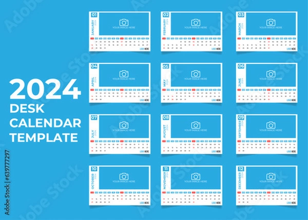 Obraz Desk Calendar Design Vector Template 2024