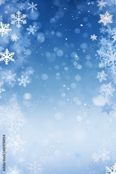 Fototapeta Decorative winter border with snowflakes