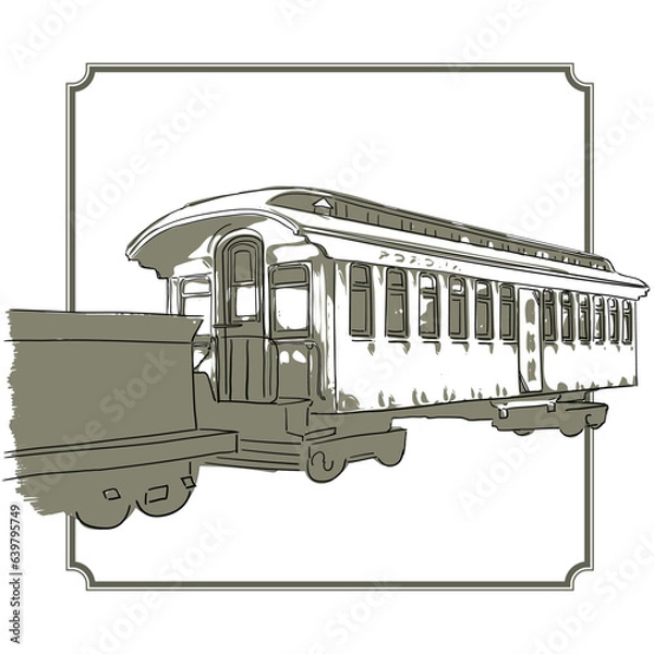 Obraz 伝統的なレトロでファッショナブルな乗用車の白黒イラスト