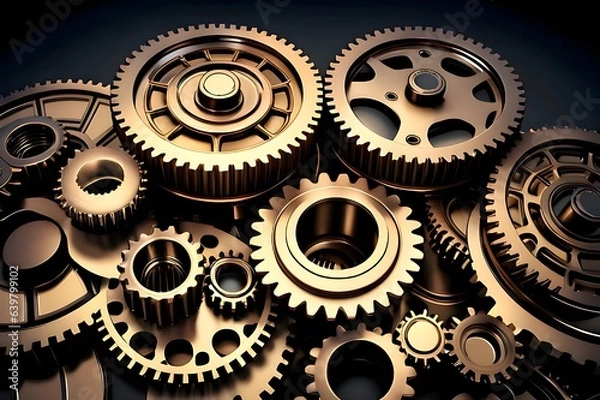 Obraz An abstract representation of gears and cogs symbolizing collaboration and efficiency in business ai generation