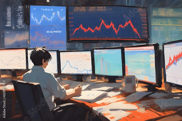 Obraz ﻿stock market graph rising. Generative AI﻿