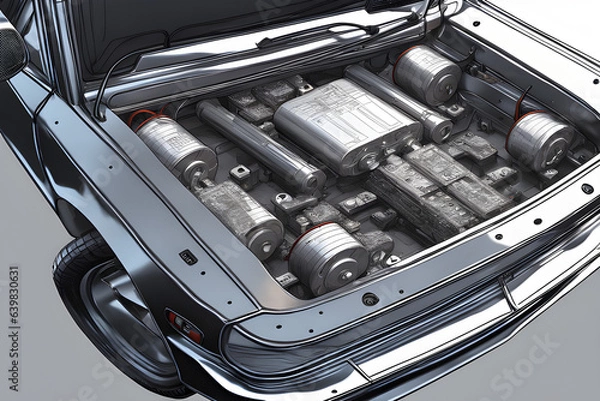 Obraz ﻿rechargeable battery, storage battery, secondary cell. Generative AI﻿