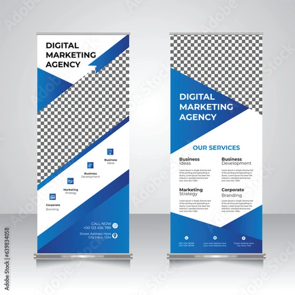 Obraz Modern corporate roll up standee banner design, pop up, retractable banner template