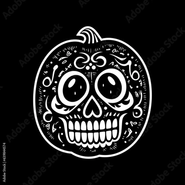 Fototapeta Cute Jack-o-lantern Halloween pumpkin - minimalist vector design