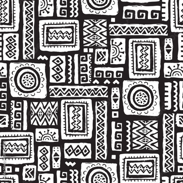 Obraz Hand drawn abstract seamless pattern, ethnic background, african style - great for textiles, banners, wallpapers, wrapping - vector design