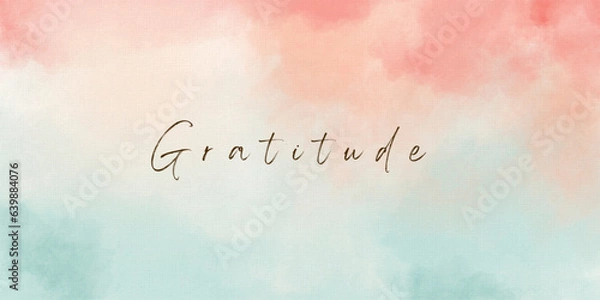 Fototapeta Grateful elegant lettering on water color background. inspirational, card, vector illustration
