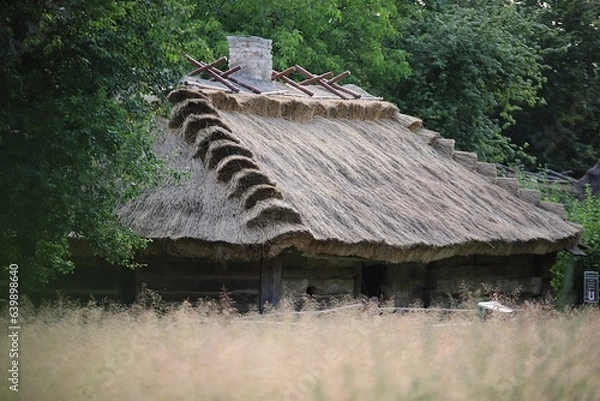 Fototapeta Stary dom pokryty strzechą