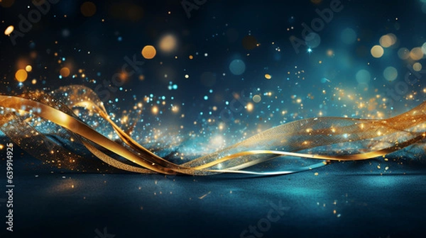 Fototapeta クリスマス お祝い 背景素材 リボン Gold 3d