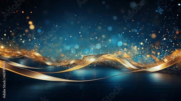 Fototapeta クリスマス お祝い 背景素材 リボン Gold 3d