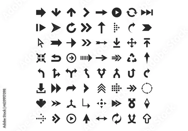 Obraz Vector collection of simplistic black arrow icons.