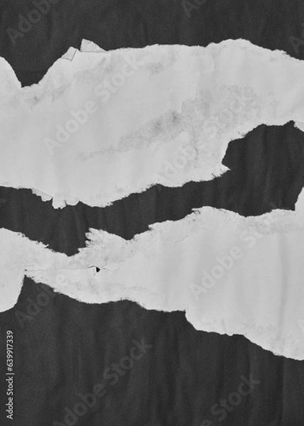 Fototapeta Black and White Torn Paper Collage Style, Ripped Paper Effect, Texture Abstract Background, Copy Space for Text.
