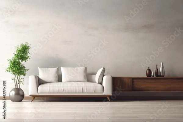 Fototapeta Minimalism interior design. Generated AI.