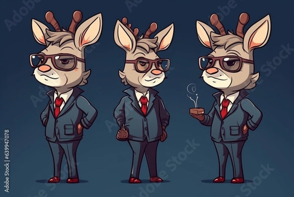 Fototapeta a Reindeer with a red nose is a detective, anime artstyle, comic, stylized - Generative Ai