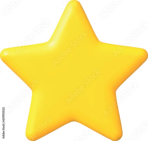 Fototapeta Vector render Yellow star icon. Cartoon Symbol for Customer rating feedback or rang rating achievements. 3d vector emblem. Vector illustration