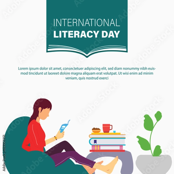 Obraz Free vector international literacy day illustration