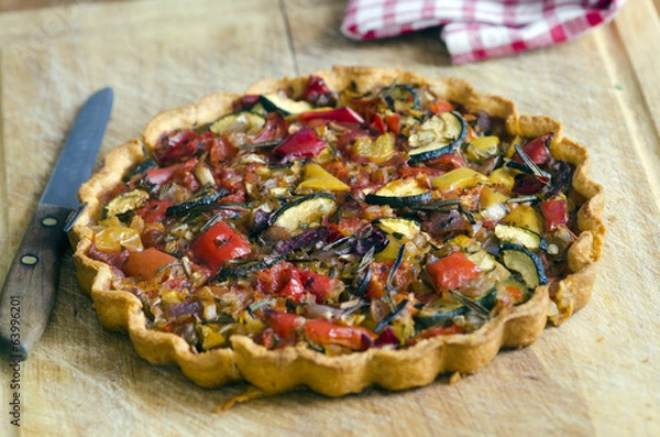 Fototapeta Roasted vegetable tart