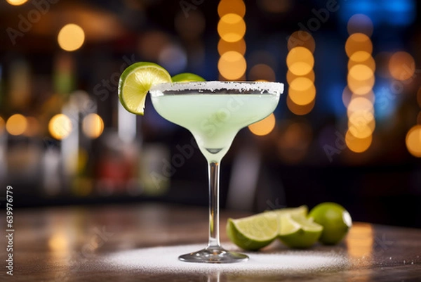 Fototapeta Food photography, editorial photography, close-up of Margaritha Cocktail, blurred background, ai generated, ai art.