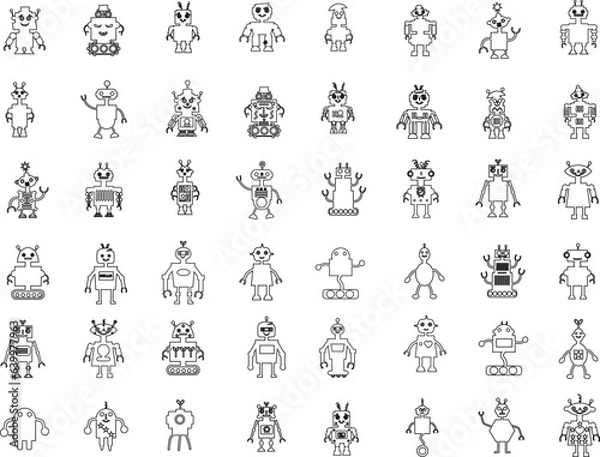 Obraz Robot Icon Set Clipart