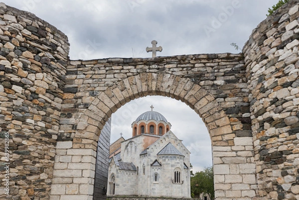 Fototapeta Studenica Monastery, 12th-century Serbian Orthodox Church monastery with rich history and spirituality. UNESCO World Cultural Heritage. Serbia, Europe.