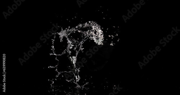Fototapeta Water Bouncing and Splashing on Black Background