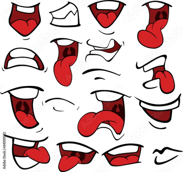 Fototapeta Set of mouths cartoon