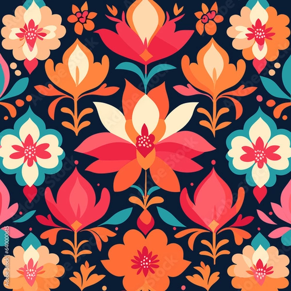 Fototapeta INDIA Pattern seamless oriental vintage background, Abstract pattern background. Vintage decorative elements. Hand drawn background. Islam, Arabic, Indian, ottoman motifs generative AI