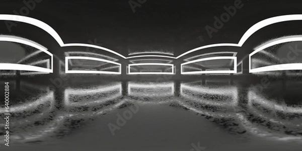 Fototapeta 3D Illustration; Computer-generated imagery;  CGI modeling; HDRI; 360º view panoramic; lighting room interior studio Light Reflectors