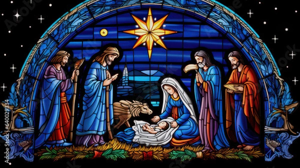 Obraz Szopka, mozaika świąteczna, generatywna sztuczna inteligencja