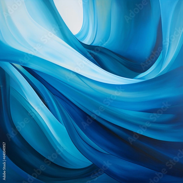 Fototapeta Blue abstract colorful swoosh background with soft smooth elegant waves. Generative AI