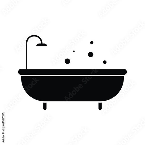Fototapeta Bathtub icon vector, filled flat sign, solid illustration on white background..eps