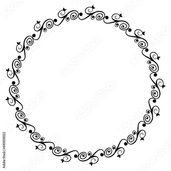 Fototapeta simple seamless vector circle hand draw sketch floral border
