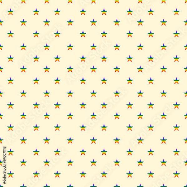 Fototapeta seamless pattern of rainbow star on yellow background