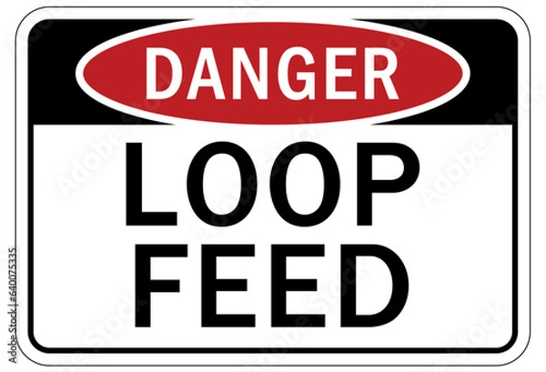 Fototapeta Multiple power source electrical warning sign and labels loop feed