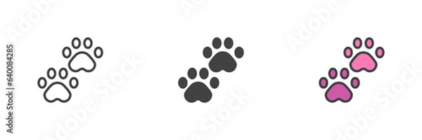 Fototapeta Paw print different style icon set