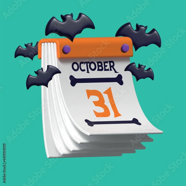 Obraz 3D Halloween calendar with bats