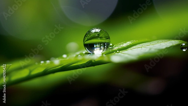 Obraz dew drop on green leaf