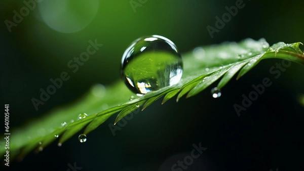 Obraz dew drop on green leaf