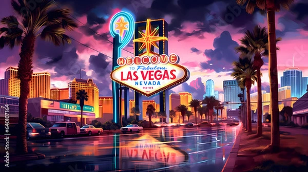 Obraz Illustration of a beautiful view of Las Vegas, USA