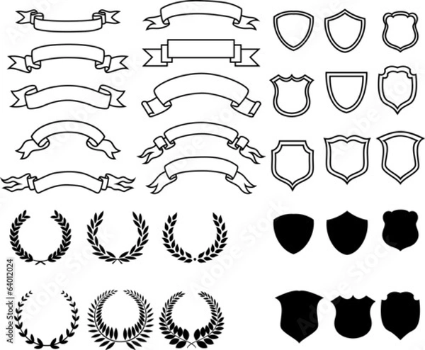 Fototapeta Ribbons, Banners, Laurels, and Shields