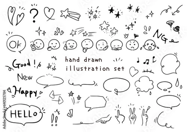 Obraz 手書きの素材セット