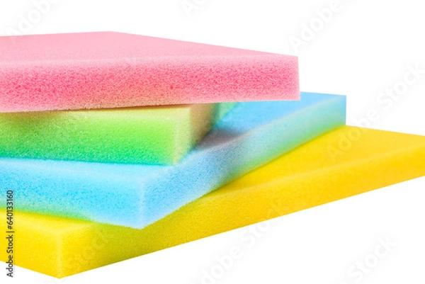 Obraz Multi-colored sponge for cleaning on white background
