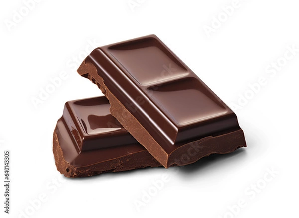 Obraz Chocolate bar pieces . hand cut
 on transparent 