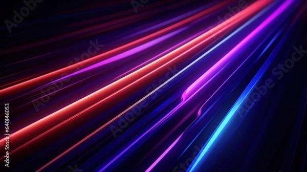 Obraz 3d render abstract geometric background of colorful neon lines glowing in the dark futuristic wallpaper.